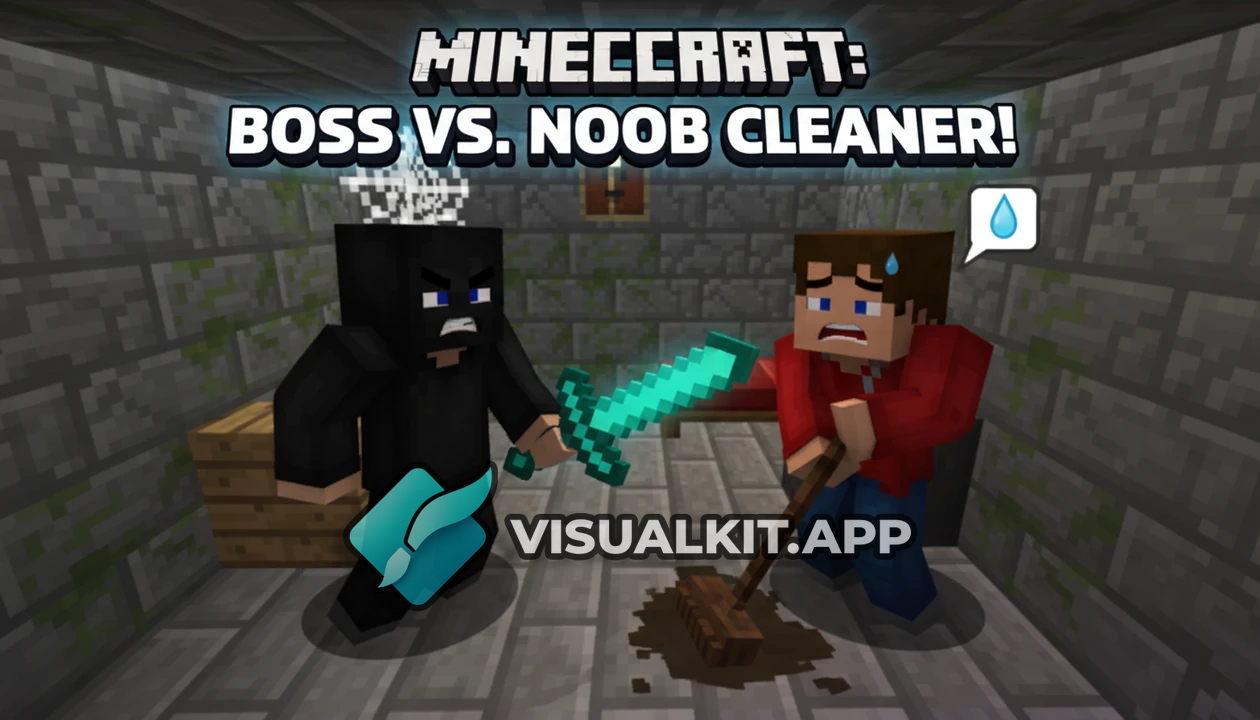 Minecraft: Black Masked Guy Points Diamond Sword at Red Hoodie