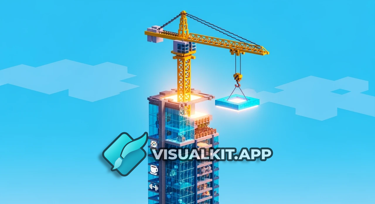 Minecraft App Store Icon: 3D Cartoon Skyscraper Build