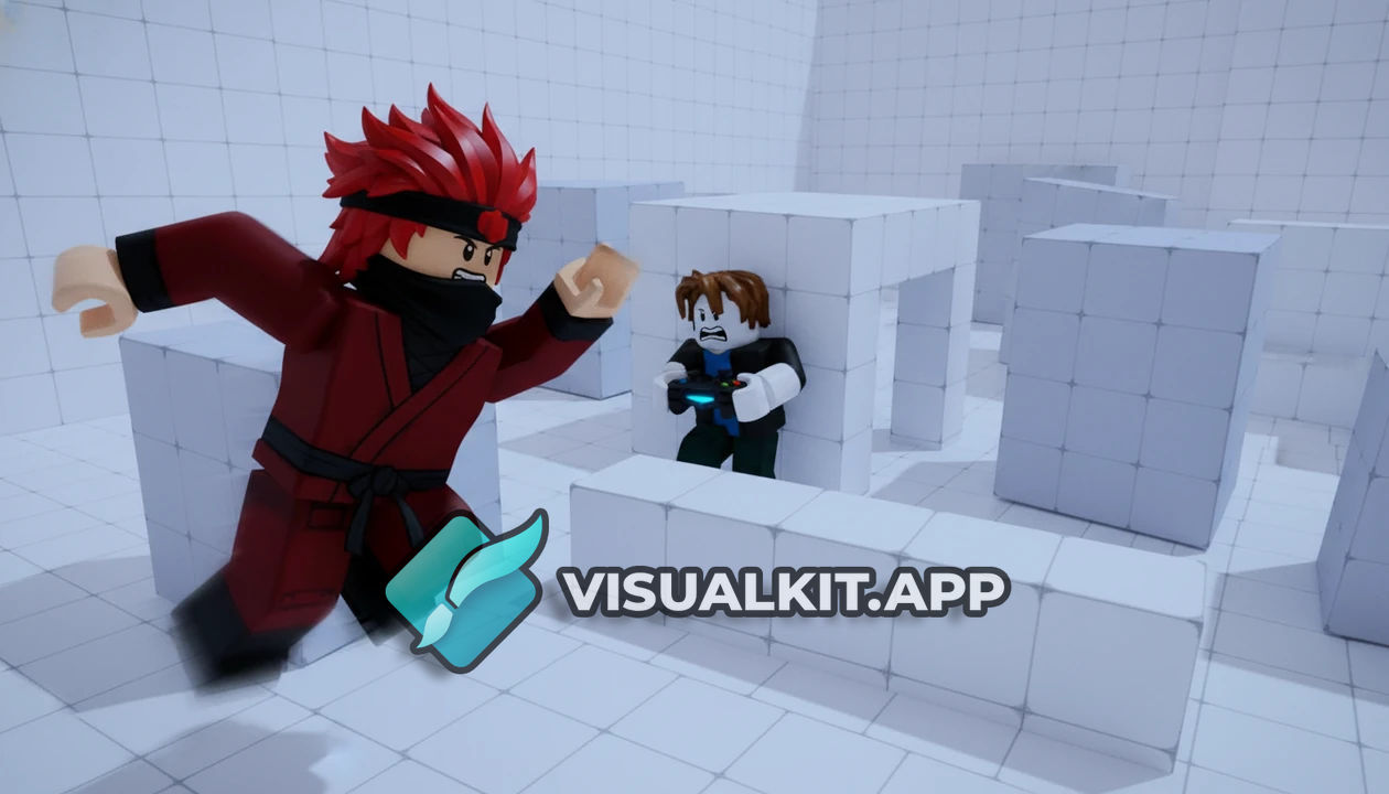 Roblox Arena Avatar Hides Behind Wall as Rival Chases