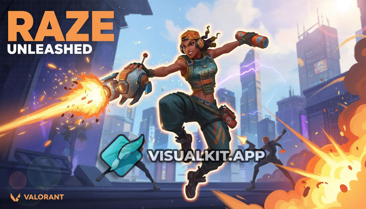 agent raze Close-Up: Explosive Valorant Thumbnail Design
