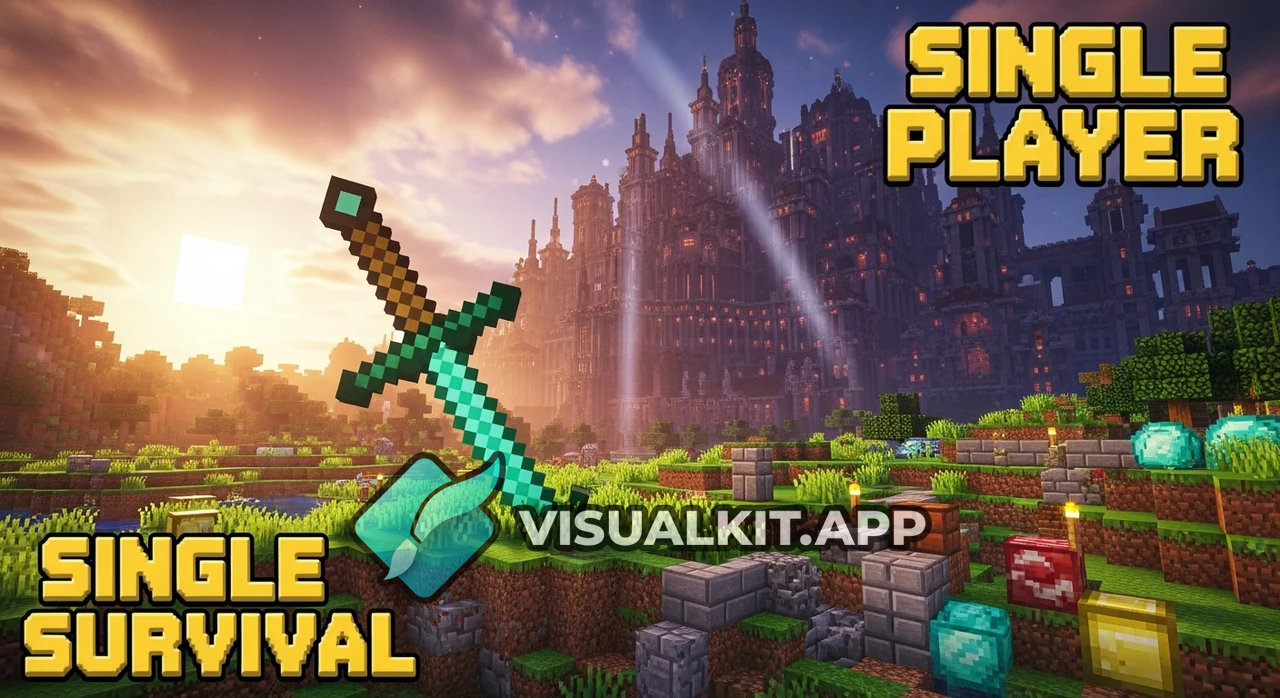 Minecraft Single Player Survival — Epic Diamond Sword & Blocks