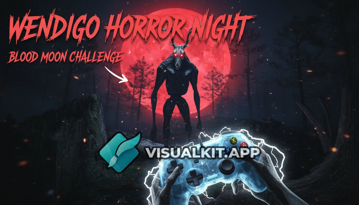 Roblox Wendigo Stares at Camera with Blood Moon Behind