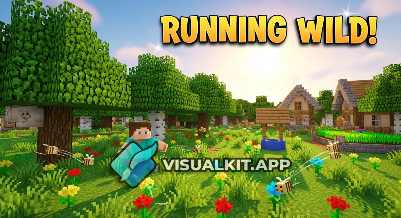 Minecraft: Running Through Flower Forest with Bees & Village