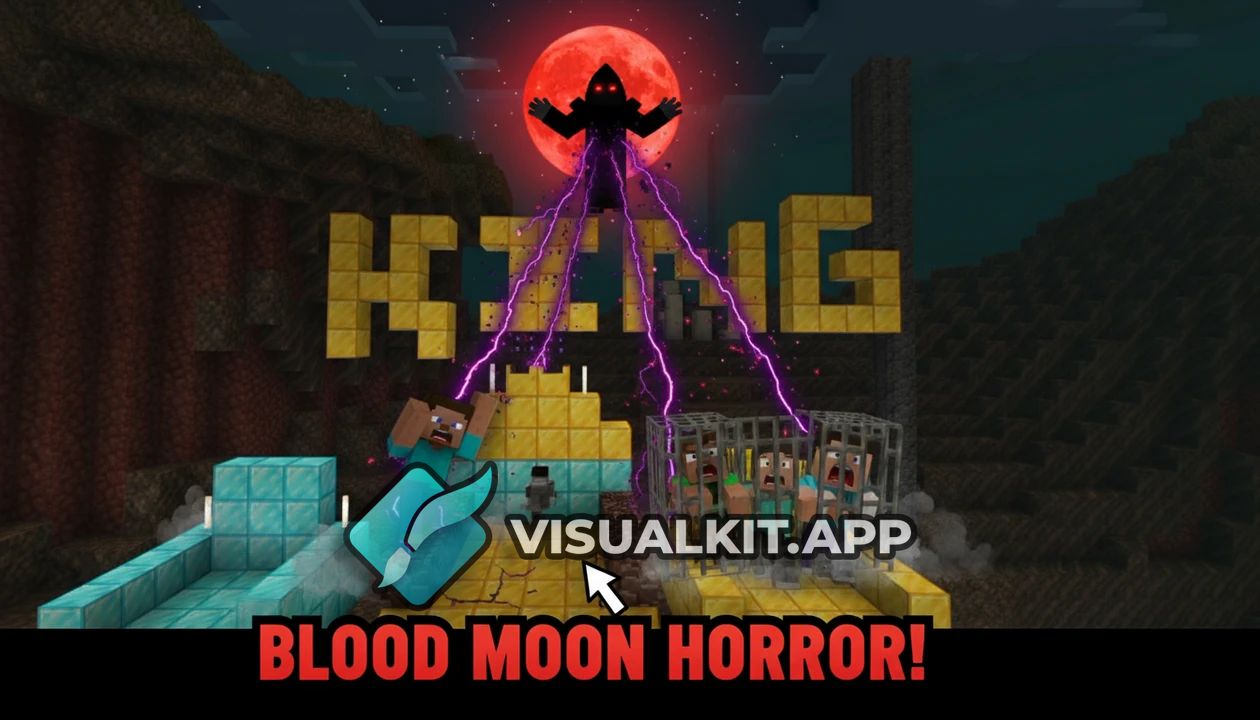 Minecraft: Entity 303 Blood Moon — Two Characters Terrified