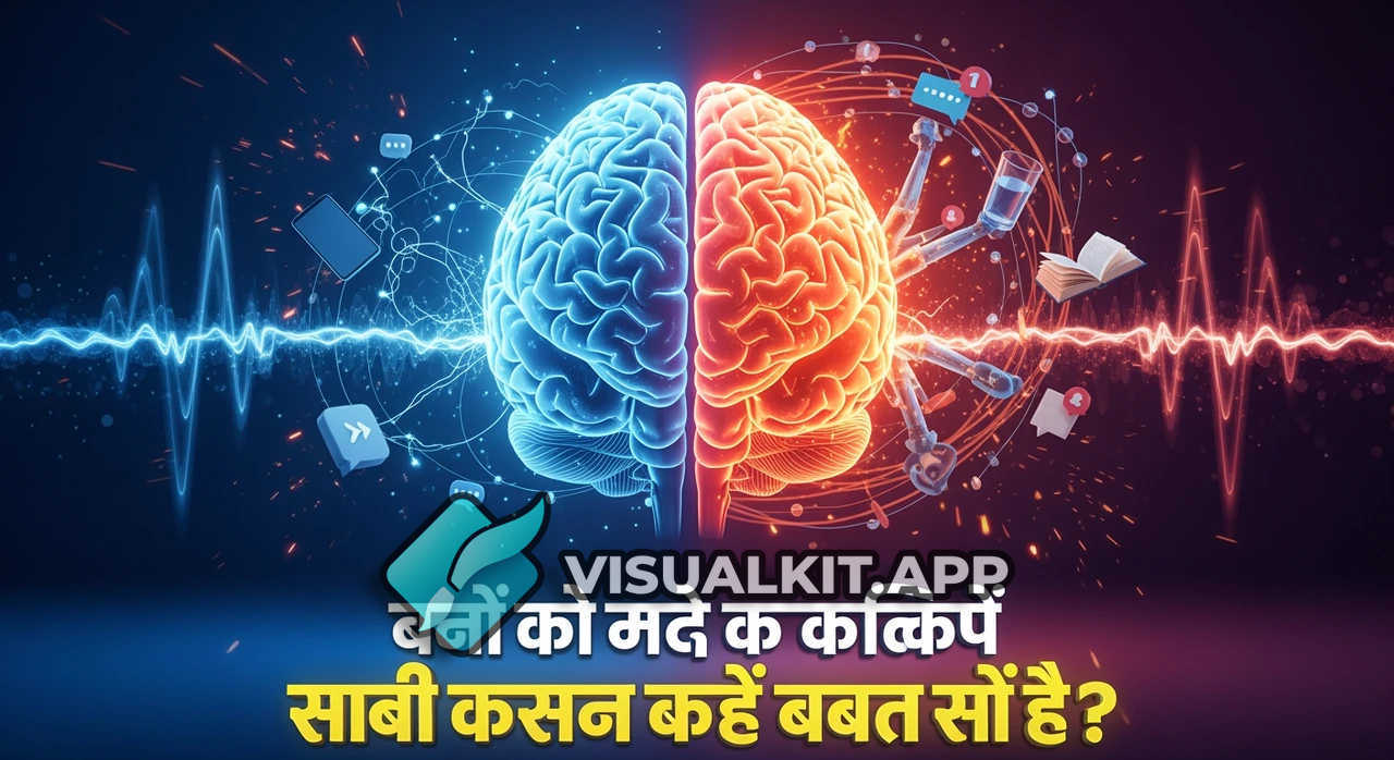 Minecraft 3D Brain Multitasking Thumbnail with Hindi Text