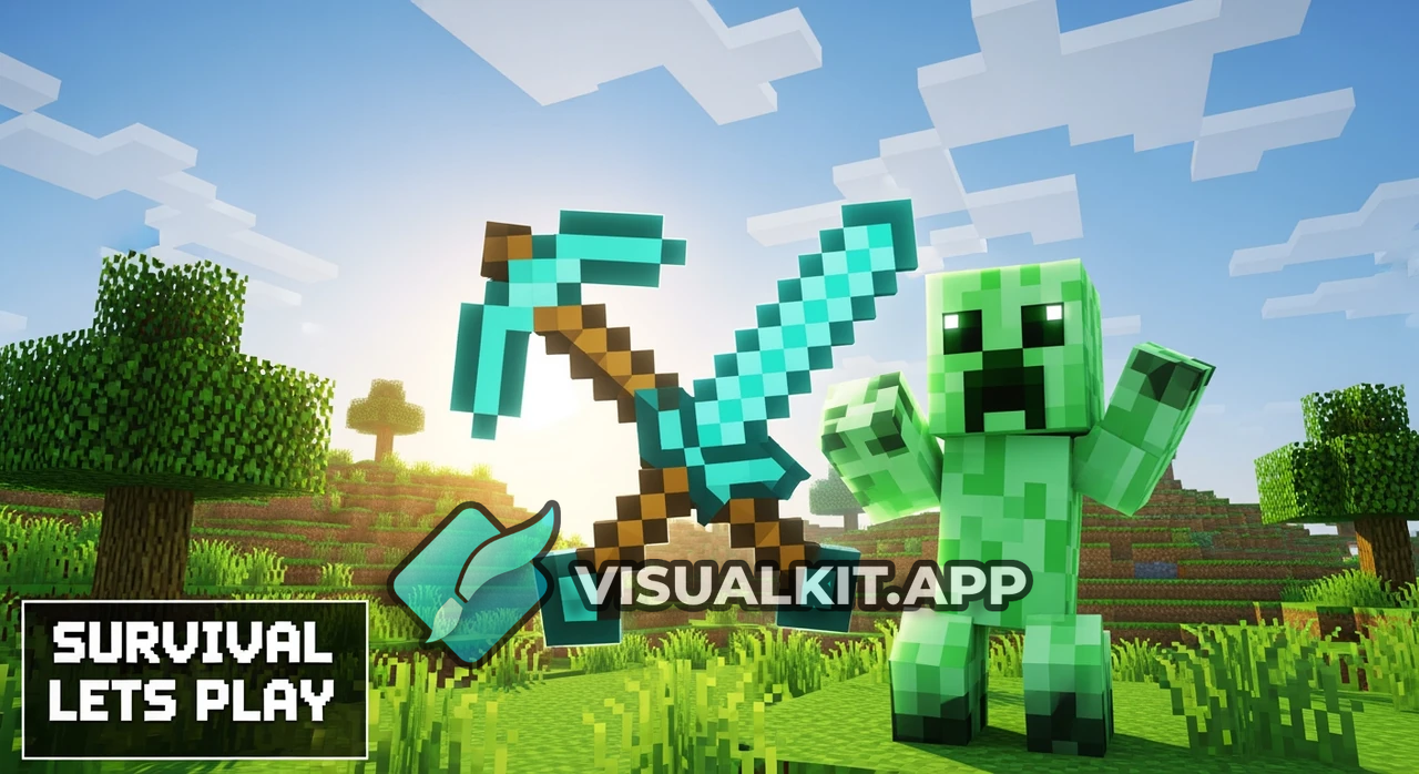 Minecraft Survival Let's Play — Diamond Sword & Pickaxe vs Creeper