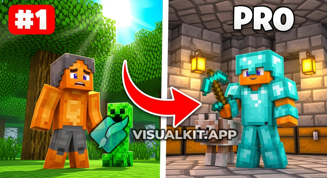 Minecraft Noob to Pro Ep 1 — Orange Noob vs Diamond Pro