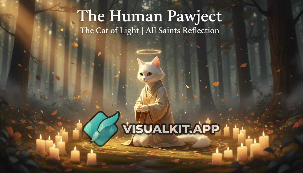The Human Pawject — Fluffy White Cat in Sacred Forest
