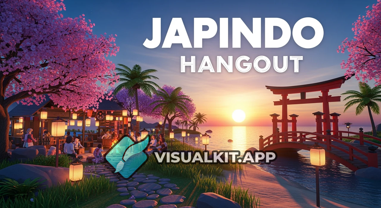 Japindo Hangout Roblox Thumbnail — Sakura & Palm Sunset
