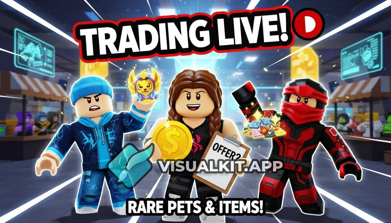 Trading Live🔴: Roblox avatars trading rares with red LIVE badge