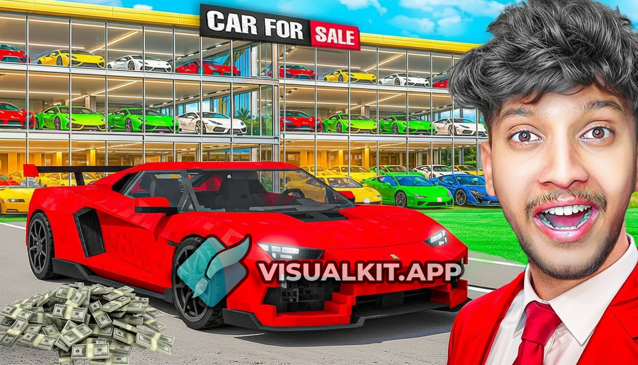 Minecraft - the right side is empty: Red sports car & dealership
