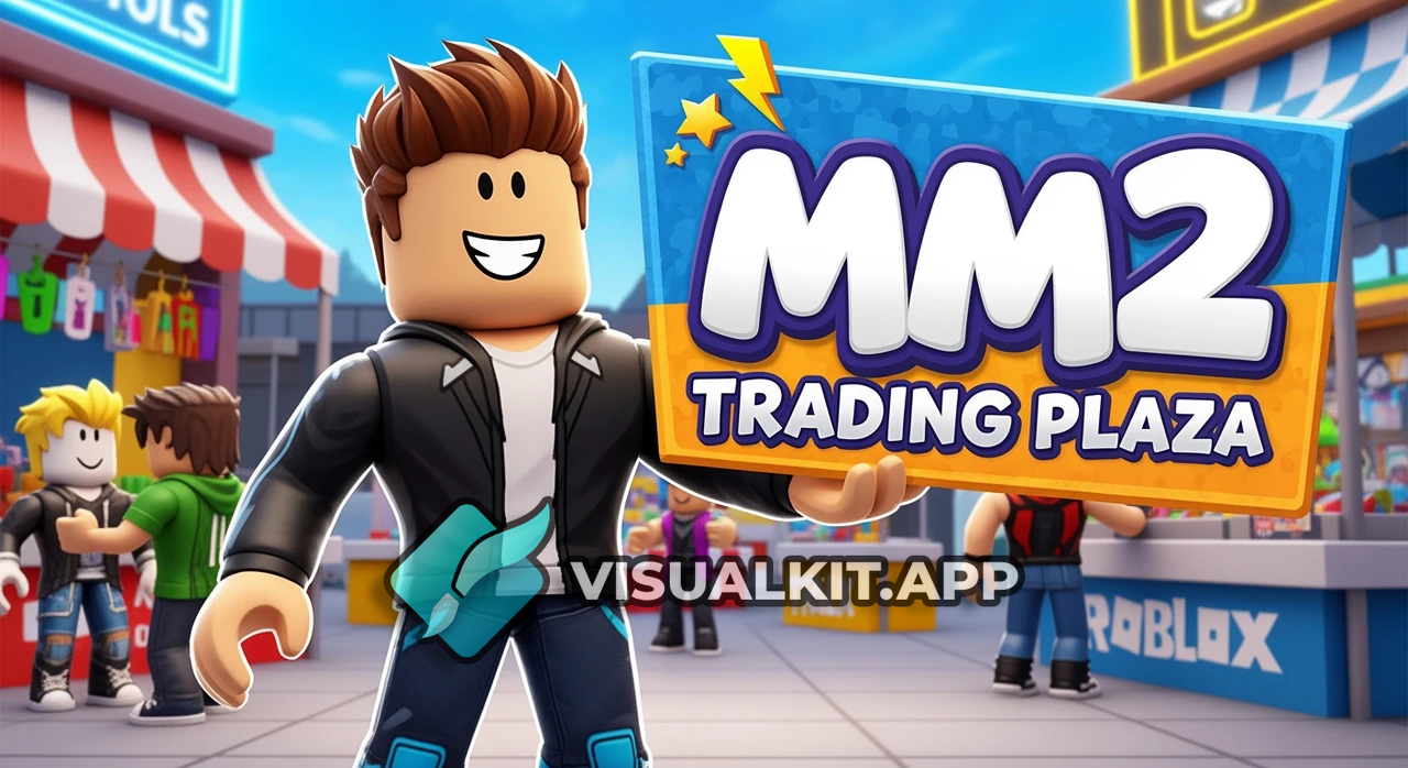 Mm 2 Roblox Trading Plaza - Cartoon Character Holding Huge Sign