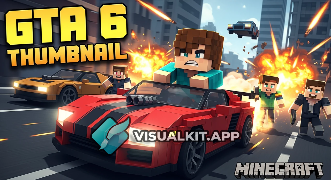 Minecraft GTA 6 Thumbnail — My Photo, Fast Cars & Action