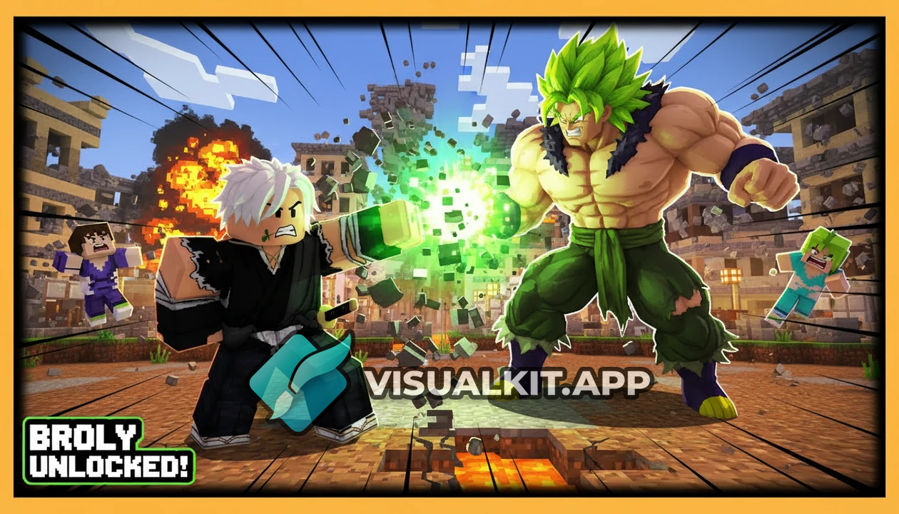 Minecraft Thumbnail Showing I Got Broly in Roblox (Anime Vanguards)