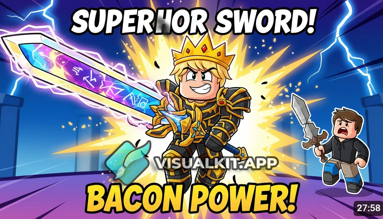 Roblox Bacon Character Holding Superior Sword — Cartoony GFX