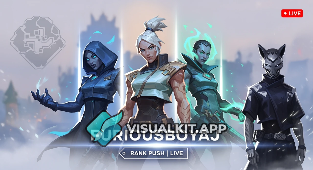 Minimalist Valorant Livestream Thumbnail — Omen, Cypher, Harbor