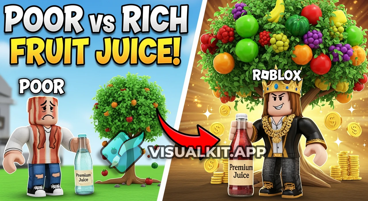 Roblox Fruit Juice Simulator Thumbnail - Poor vs Rich Bacon
