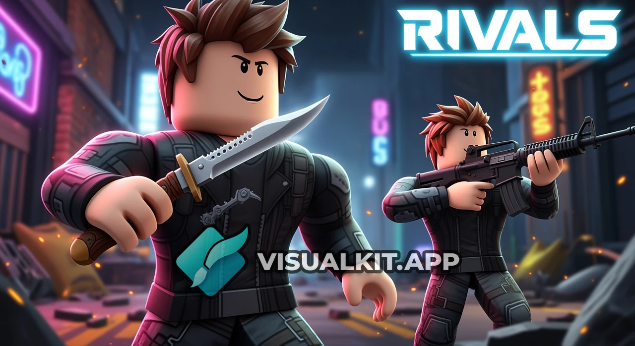Roblox Rivals Thumbnail – Bailsong Knife Player vs Assault Rifle