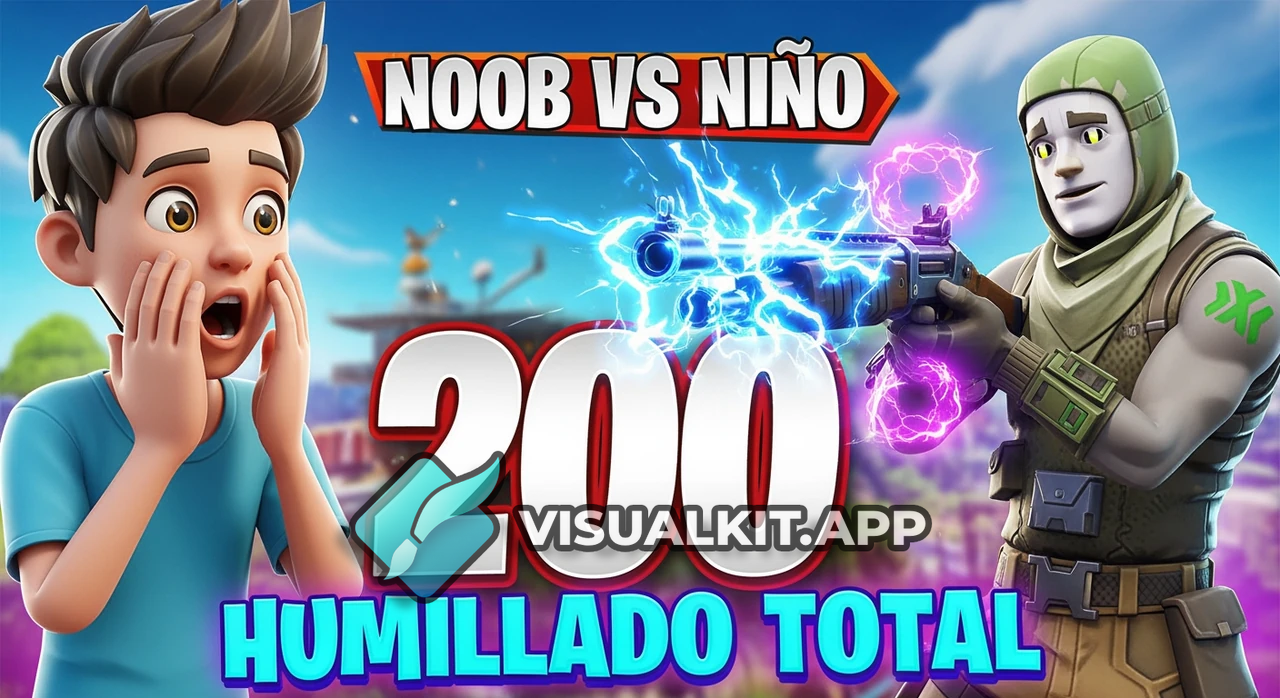 Un niño sorprendido y Noob de Fortnite — daño 200 HUD