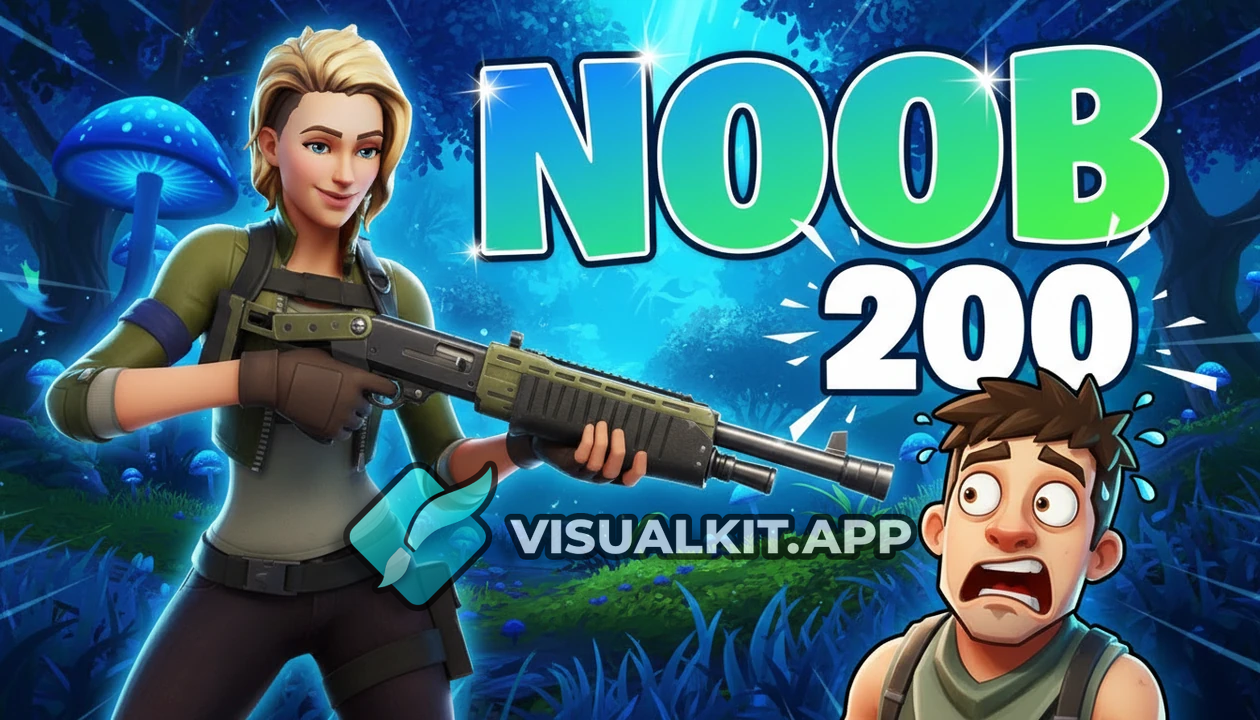 Miniatura Fortnite azul y verde: skin con SPAS apuntando NOOB