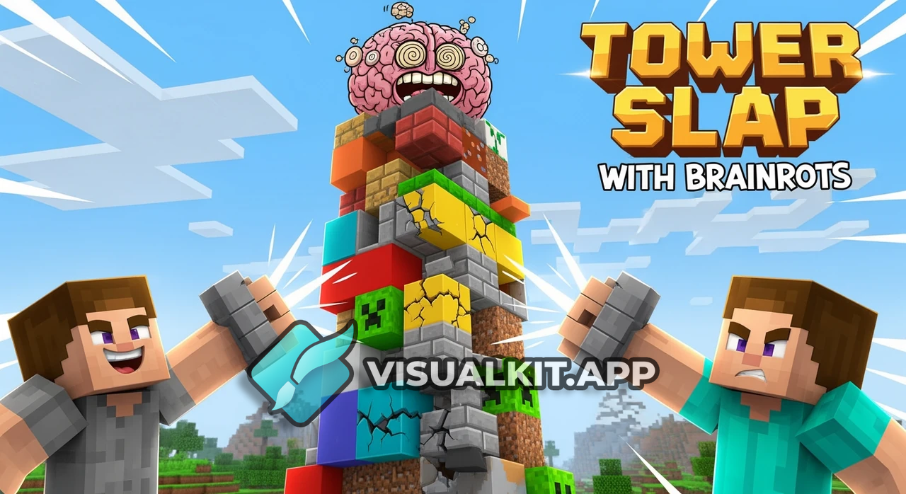 Minecraft Tower Slap Thumbnail: Roblox Game with Brainrots