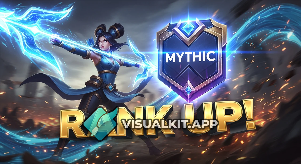 Miya | Mobile Legends Mythic Rank Up - Blue Arrows & Glowing Badge