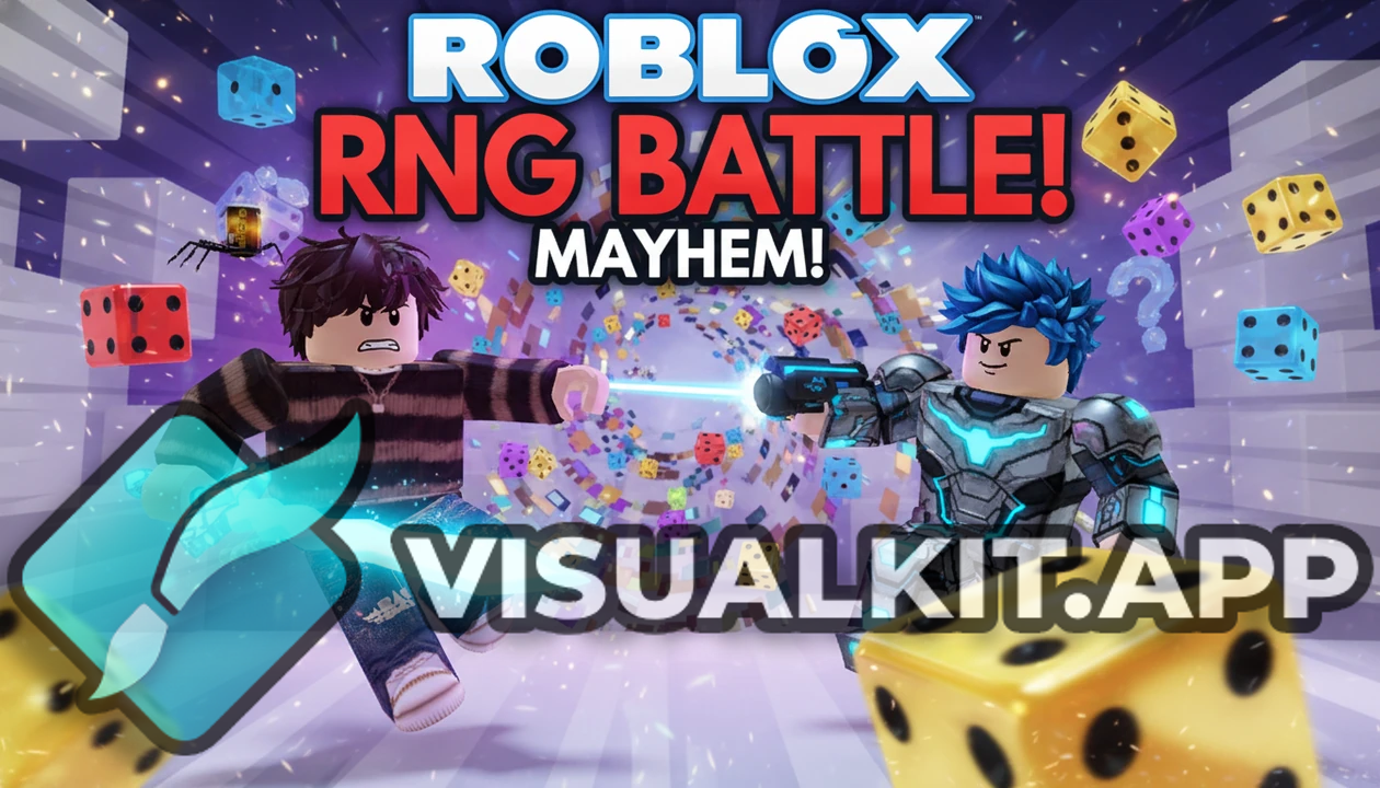 Roblox RNG Game Thumbnail — Avatars on Glowing RNG Wheel