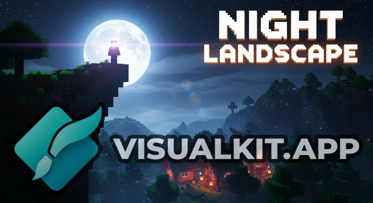 Minecraft Night Landscape - Cinematic Moonlit Blockscape