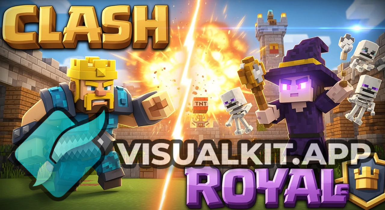 Clash Royal YouTube Thumbnail - Minecraft-style Epic Mockup