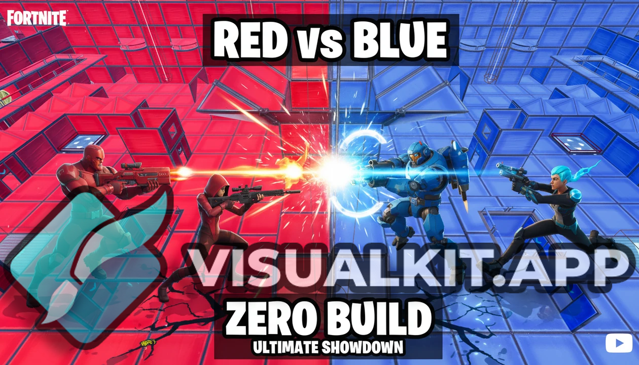 Create Red vs Blue Zero-Build Fortnite Thumbnail, Blended