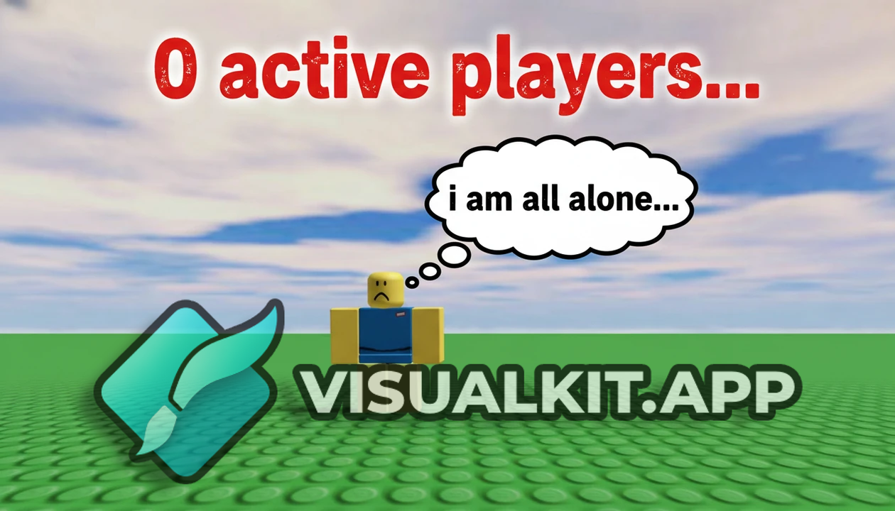0 active players... (red text) | Noob Roblox 'I'm all alone' Thumbnail