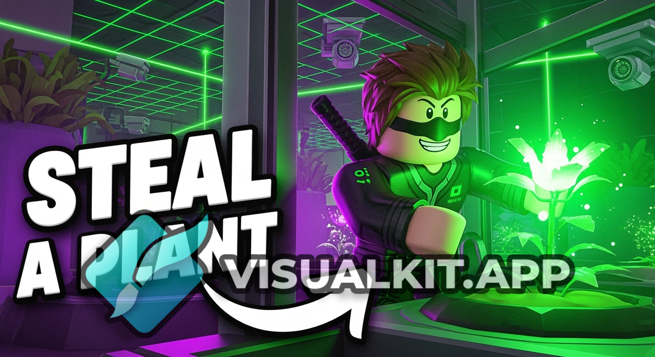 I am making a game thumbnail: Roblox 'Steal a Plant' art