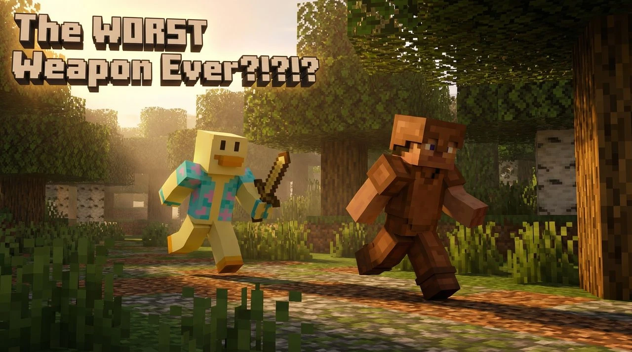 I Won with the WORST WEAPON in Minecraft! - gaming thumbnail template