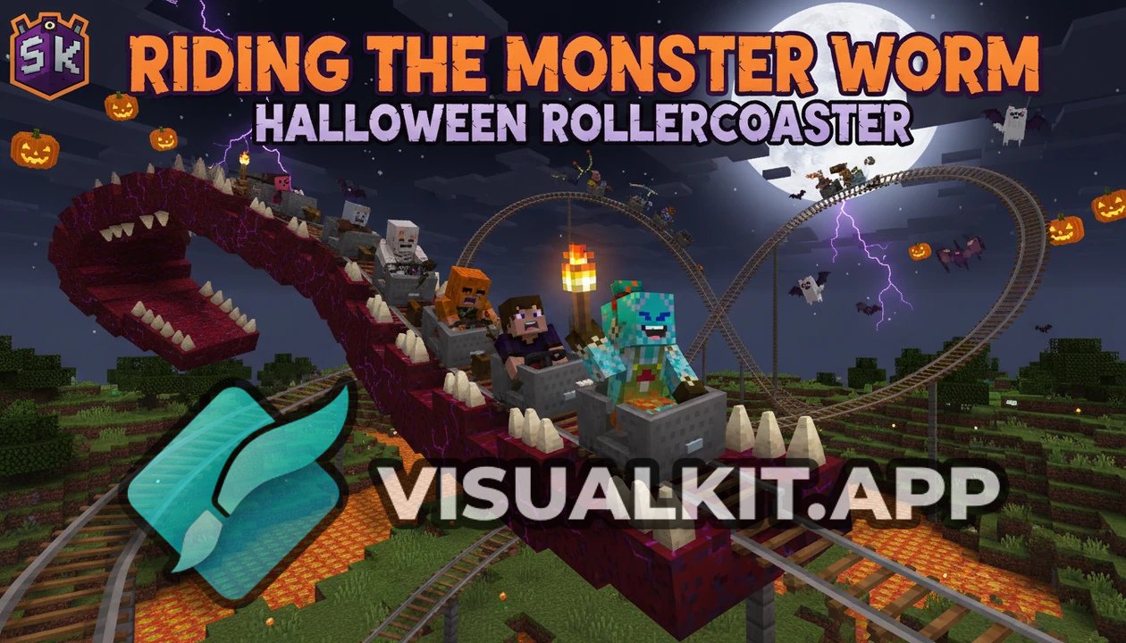 Riding Skizzlecraft's Monster Worm Rollercoaster in Minecraft