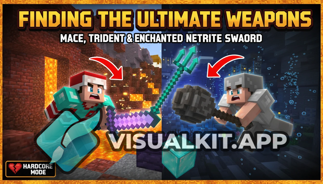 Finding Mace, Trident & Enchanted Netherite Sword — Minecraft Hardcore