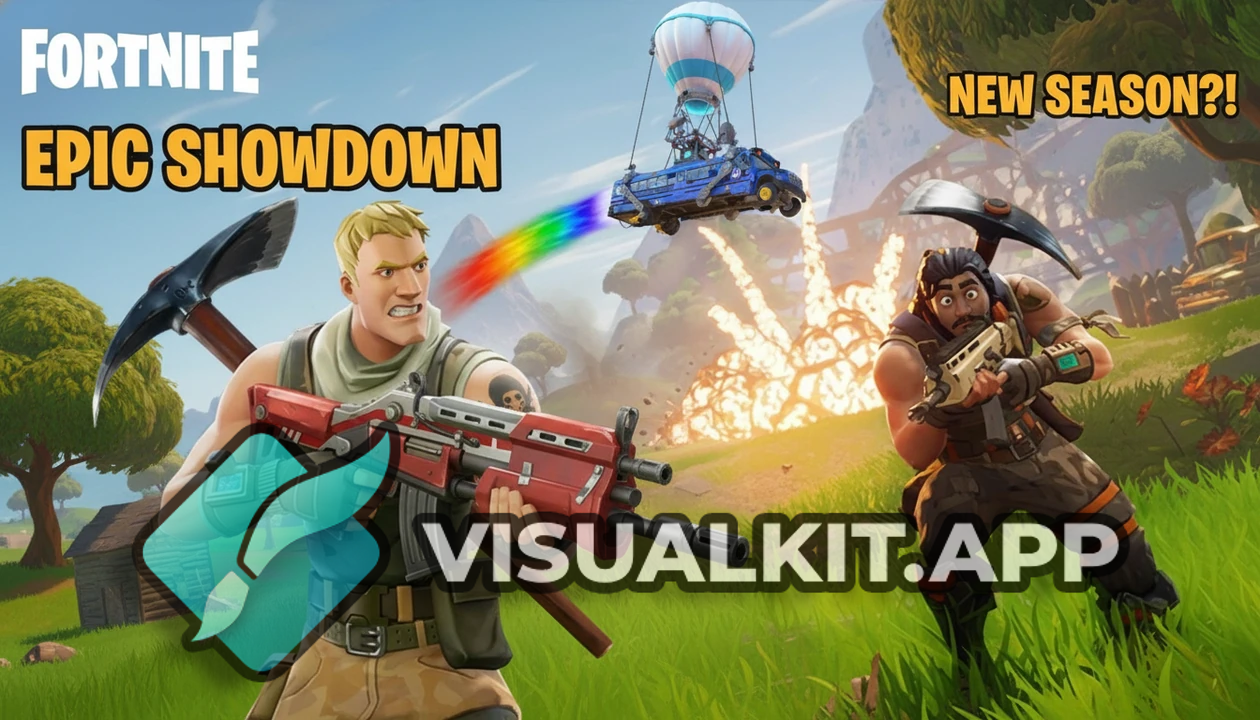 Fortnite thumbnail: cinematic character blend with face overlays
