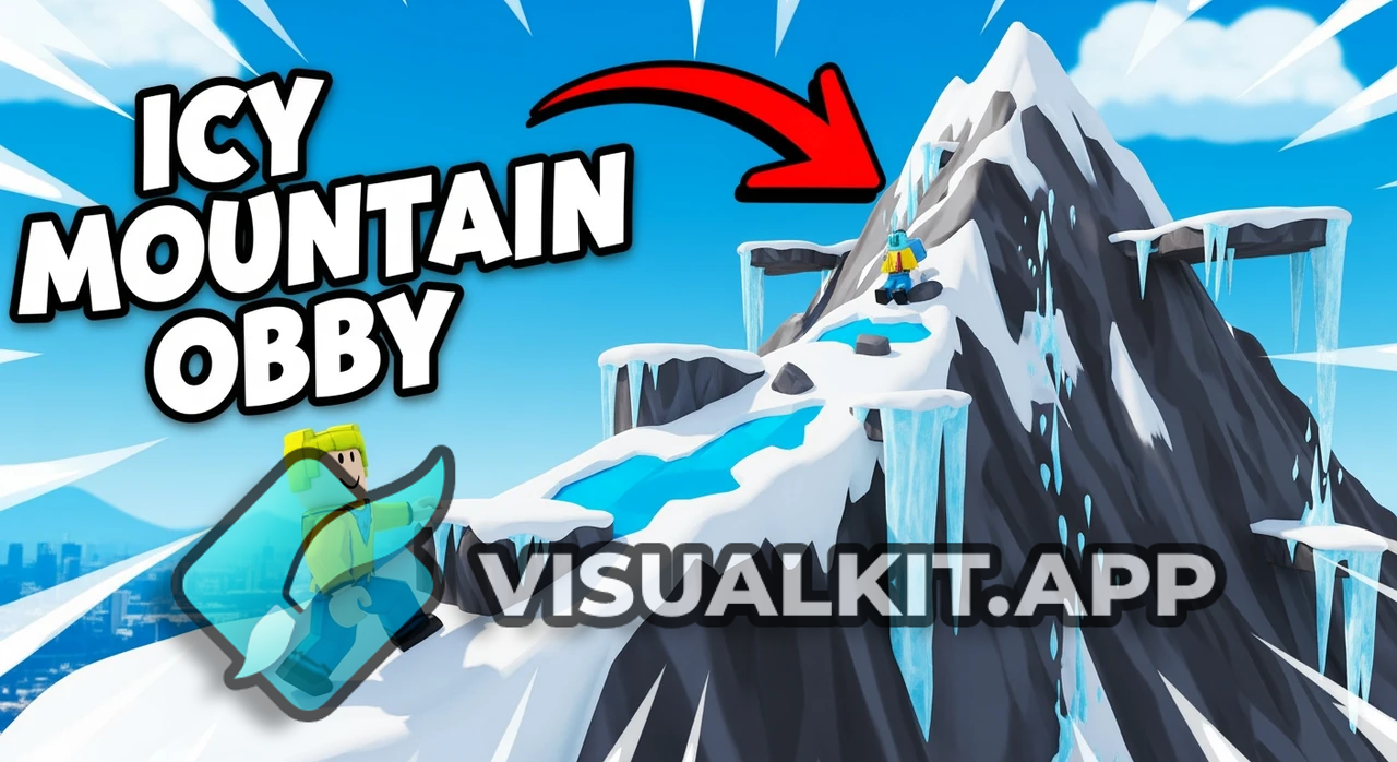 Roblox Obby Thumbnail — Climb Icy Slippery Mountain Design
