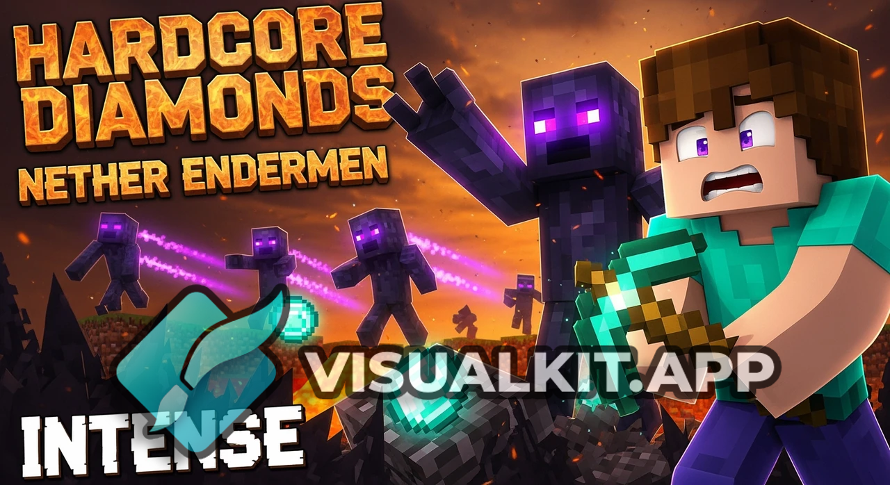 Hardcore Diamonds Nether Endermen — Intense 1v3 Fight