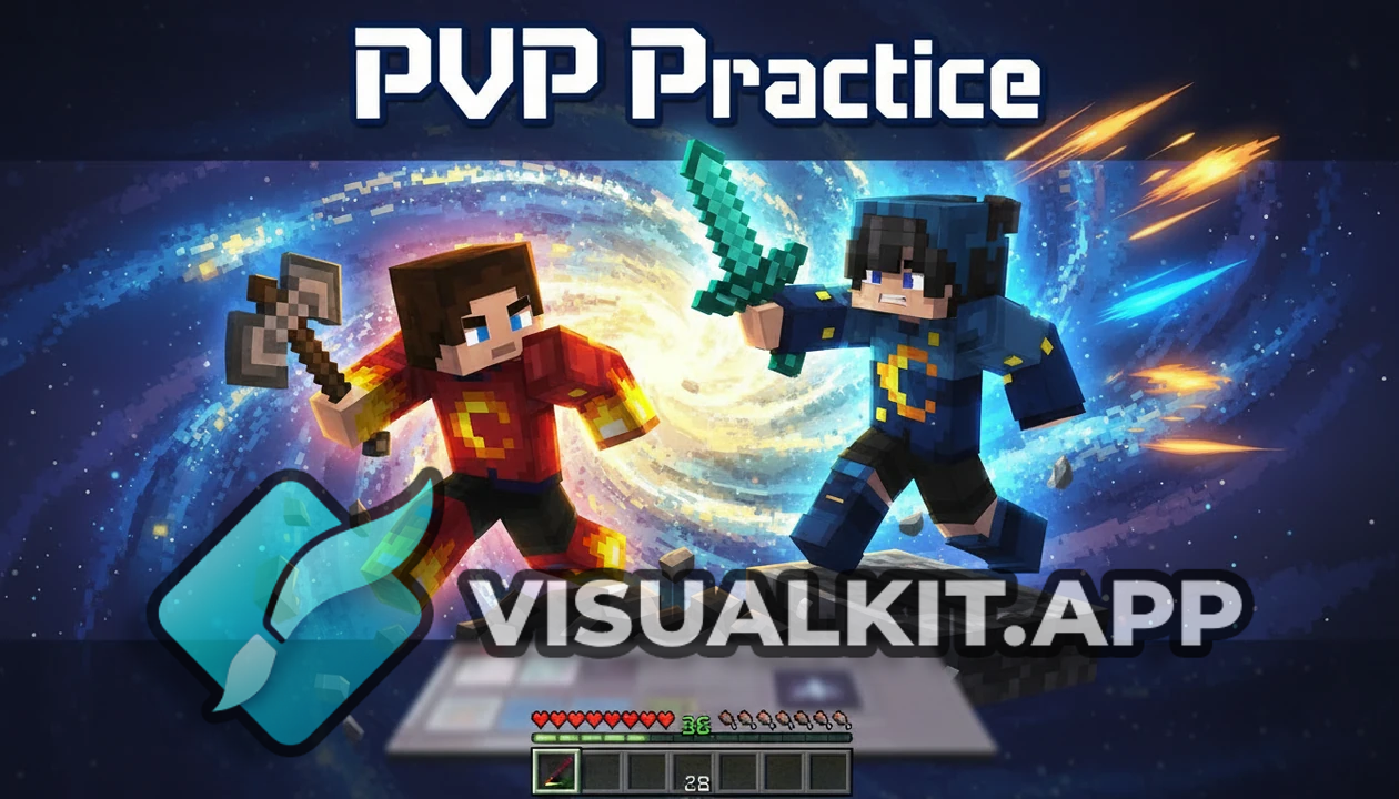 Minecraft: इस स्क्रीन के साथ PVP practice थंबनेल बनाना