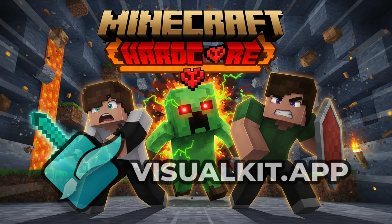 Minecraft Hardcore: Intense Scene - Two Players Watch Creeper