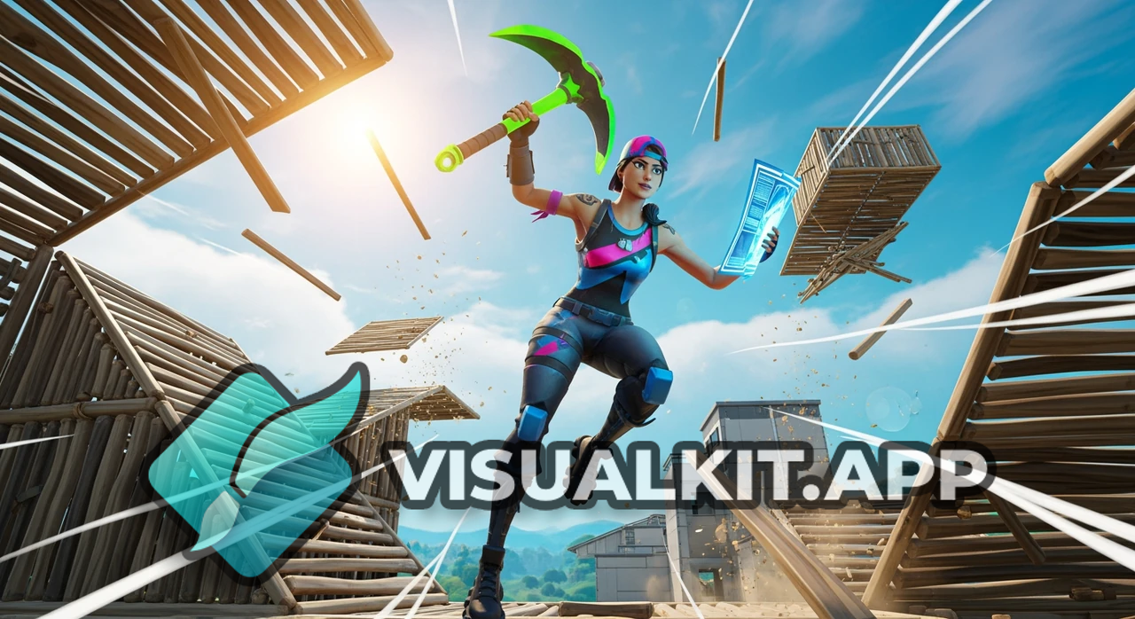 Fortnite-style Build Fight: Female with Pickaxe & Blueprints