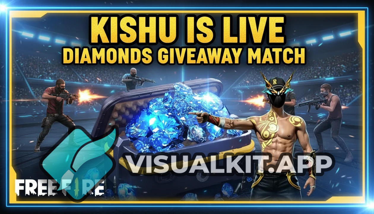 Free Fire Live Streaming Thumbnail — Diamonds Giveaway | Kishu Is Live