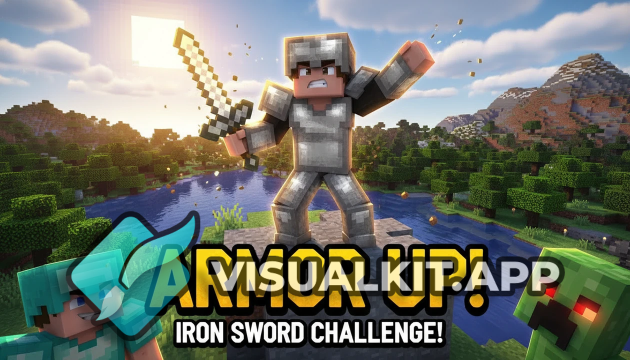 Minecraft: Wearing Full Iron Armor, Iron Sword Pose