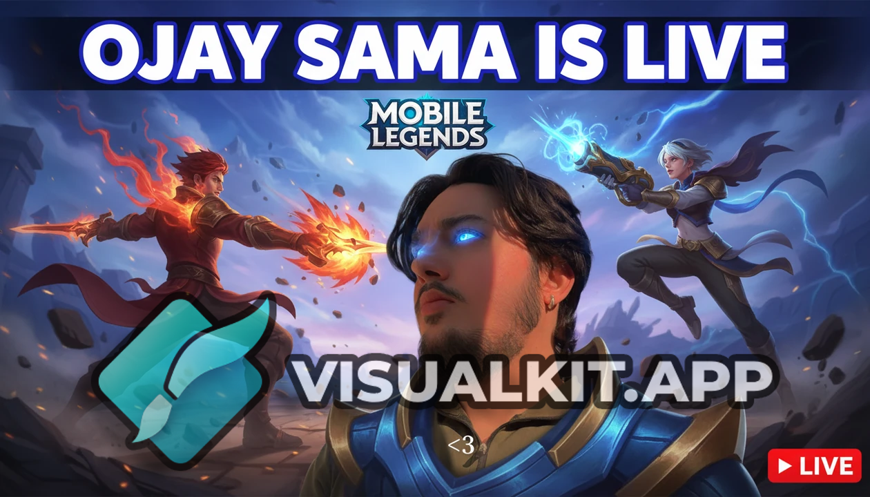 Mobile Legends Thumbnail — My Photo + 'Ojay Sama is Live' Text
