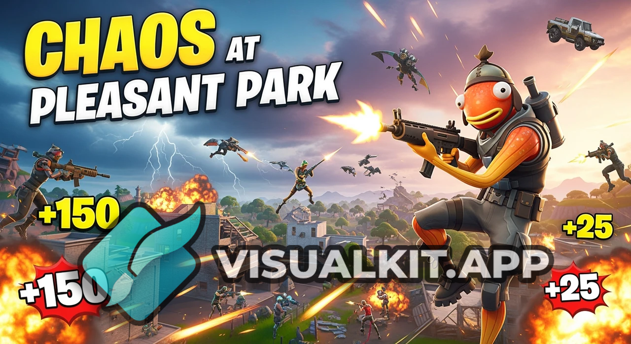 Fortnite Map Thumbnail: Chaos Erupts Behind Pleasant Park