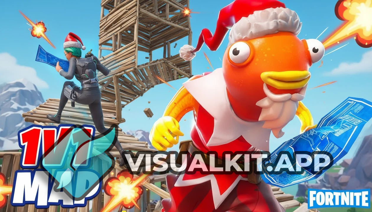 1v1 map in Fortnite — Two characters dueling on mini-arena