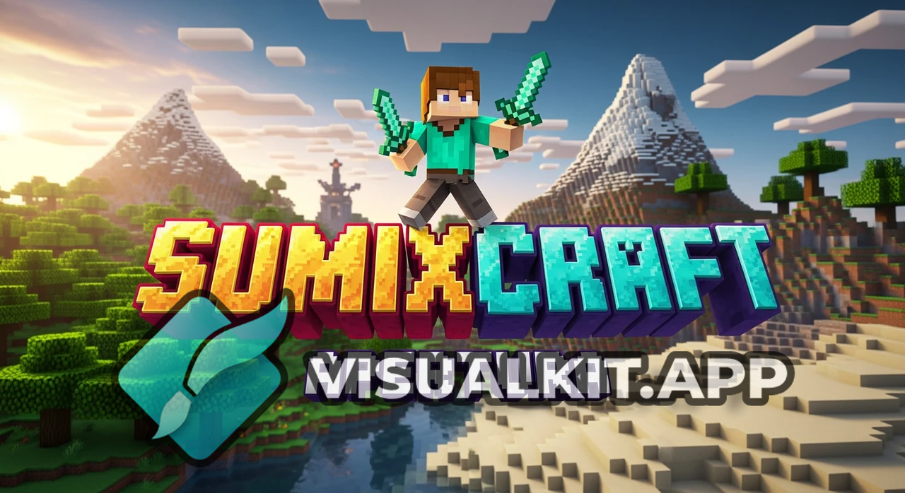 Miniatura Minecraft: personaje sobre letras SUMIXCRAFT + Apertura