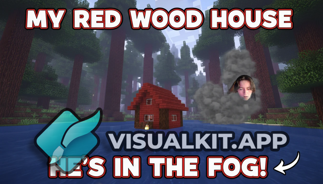 Redwood Forest House on Water — Man in Fog Behind Tree