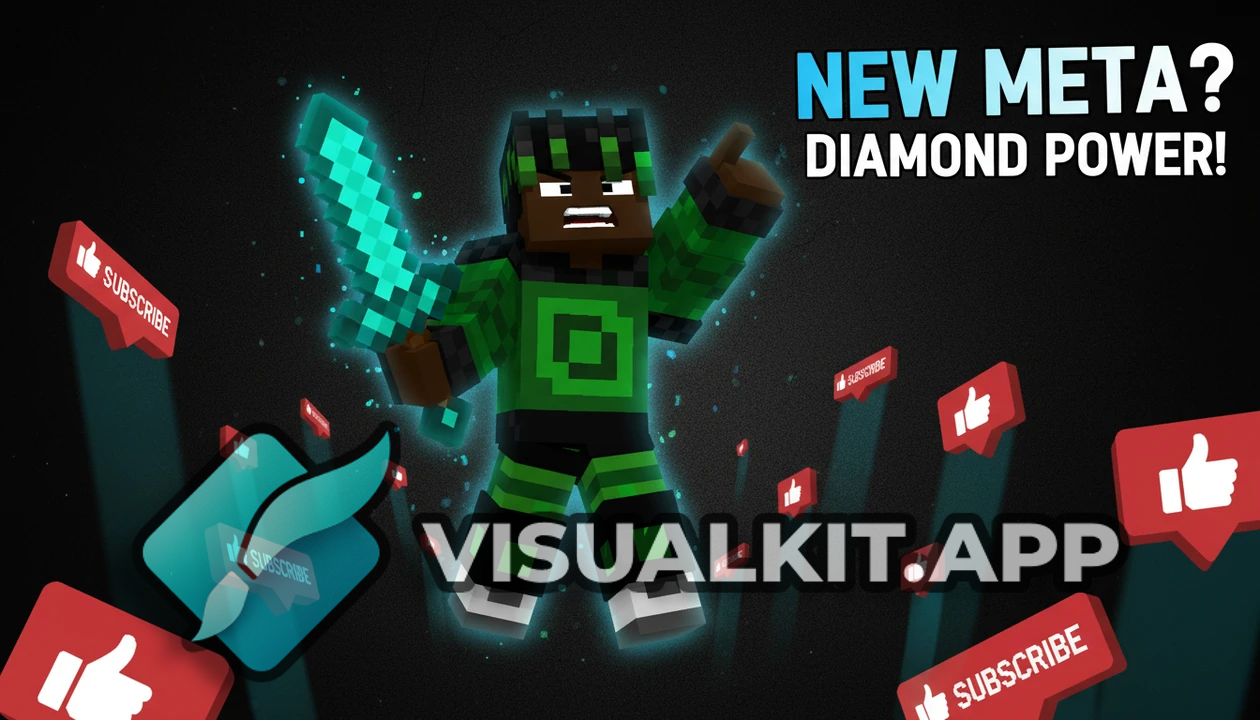 Minecraft: Black Background with Diamond Sword & Flying Like/Subscribe