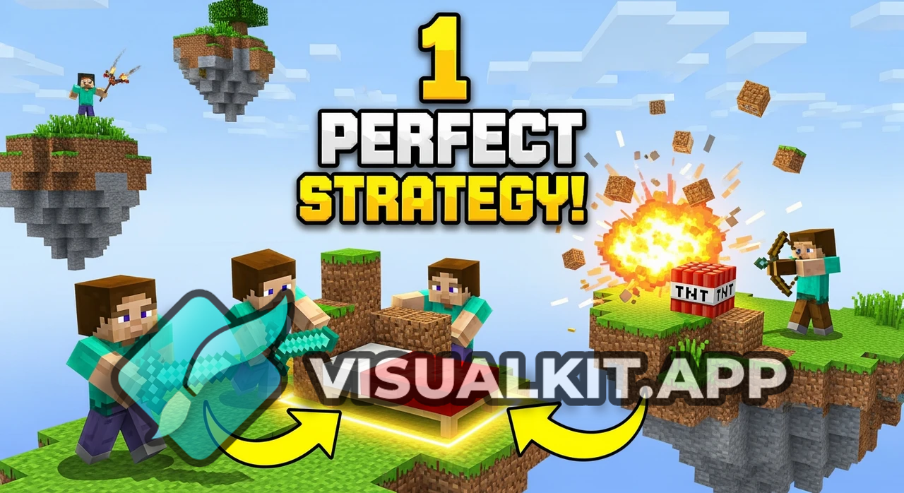 Minecraft Bedwars: 3 Players Defend Bed as TNT Explodes